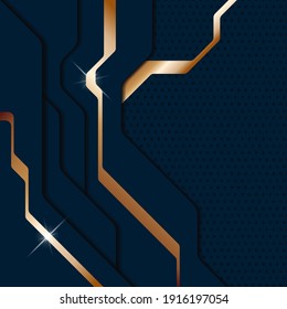 Abstract futuristic modern dark blue metallic background. Sci-fi techno style layered plates. Vector illustration