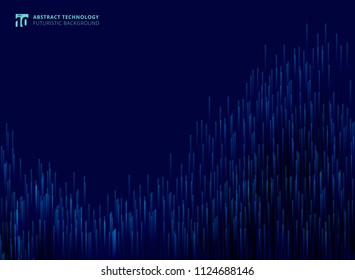 Abstract futuristic modern lines composed of glowing technology concept blue background. Vector illustration
