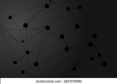 Abstrakte futuristische Moleküle strukturieren schwarze Farbe dunklen Hintergrund. Konzept zur Darstellung digitaler Technologie für die Anbindung des Computernetzes.