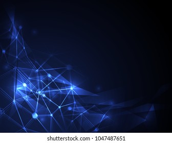 Abstract futuristic molecule structure on blue background. Computer network connection vector illustration digital technology concept.