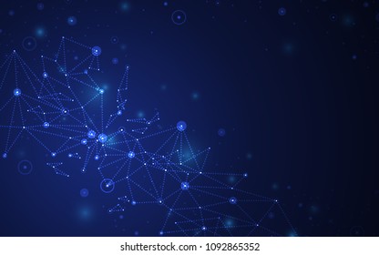 Abstract futuristic molecule structure on blue background. Computer network connection vector illustration digital technology concept.