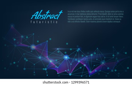 Abstract futuristic Molecules or dna with polygonal line background. Vector illustration.