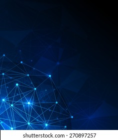 Abstract futuristic - Molecules and polygon digital technology blue background. Illustration Vector design digital technology concept.Blank space for your design or text