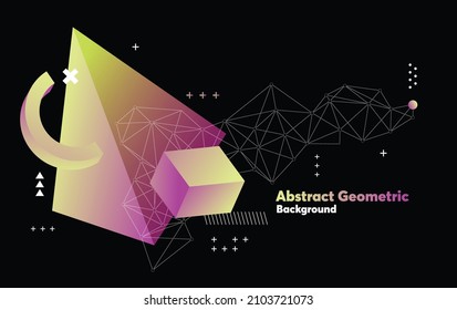 Abstract futuristic - Molecules technology with geometric shapes on dark background. Illustration Vector design digital technology concept