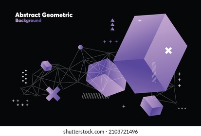 Abstract futuristic - Molecules technology with geometric shapes on dark background. Illustration Vector design digital technology concept