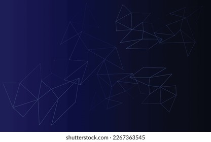 Abstrakter Futuristiker - Molecules-Technologie mit Linien-Kunstformen auf dunkelblauem Hintergrund. Illustration Vectordesign digital technology concept. Vektorgrafik-Illustration