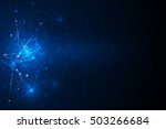 Abstract futuristic - Molecules technology with linear and polygonal pattern shapes on dark blue background. Illustration Vector design digital technology concept