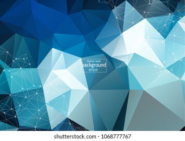 Abstract futuristic - Molecules technology with linear and polygonal pattern shapes on dark blue background. Illustration Vector design digital technology concept