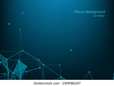 Abstract futuristic - Molecules technology with linear and polygonal pattern shapes on dark blue background. Illustration Vector design digital technology concept