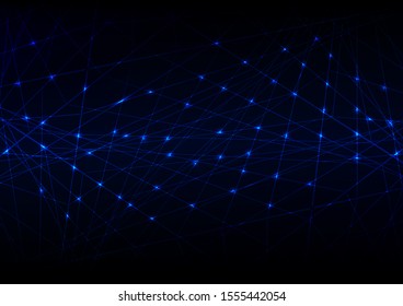 Abstract futuristic Molecules technology with linear and polygonal pattern shapes on dark blue background. Illustration Vector design digital technology concept