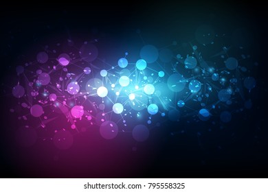 Abstract futuristic - Molecules technology with linear and polygonal pattern shapes on dark blue background. Illustration Vector design digital technology concept