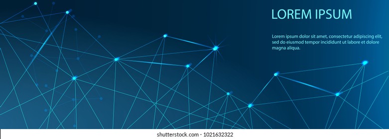 Abstract futuristic - Molecules technology with polygonal shapes on dark blue background. Illustration Vector design digital technology concept. Banner.
