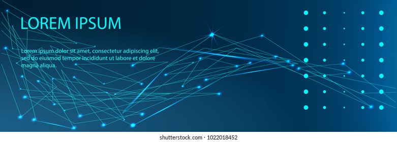 Abstract futuristic - Molecules technology with polygonal shapes on dark blue background. Illustration Vector design digital technology concept. Banner.