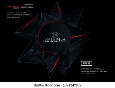 Abstract futuristic - Molecules technology with polygonal shapes on dark red background. Illustration Vector design digital technology concept.