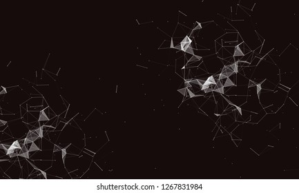 Abstract futuristic - Molecules technology with polygonal shapes on dark blue background. Illustration Vector design digital technology concept. - Vector