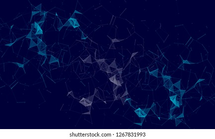 Abstract futuristic - Molecules technology with polygonal shapes on dark blue background. Illustration Vector design digital technology concept. - Vector