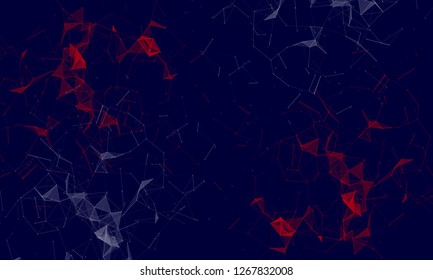 Abstract futuristic - Molecules technology with polygonal shapes on dark blue background. Illustration Vector design digital technology concept. - Vector