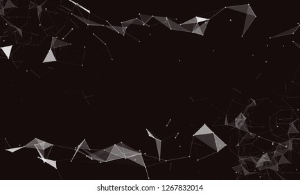 Abstract futuristic - Molecules technology with polygonal shapes on dark blue background. Illustration Vector design digital technology concept. - Vector