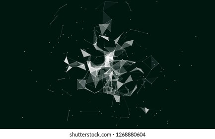 Abstract futuristic - Molecules technology with polygonal shapes on dark blue background. Illustration Vector design digital technology concept. - Vector