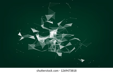 Abstract futuristic - Molecules technology with polygonal shapes on dark blue background. Illustration Vector design digital technology concept. - Vector