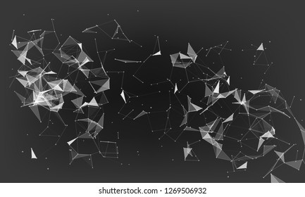 Abstract futuristic - Molecules technology with polygonal shapes on dark blue background. Illustration Vector design digital technology concept. - Vector