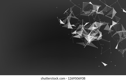 Abstract futuristic - Molecules technology with polygonal shapes on dark blue background. Illustration Vector design digital technology concept. - Vector