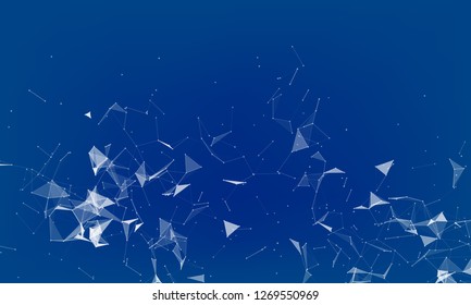 Abstract futuristic - Molecules technology with polygonal shapes on dark blue background. Illustration Vector design digital technology concept. - Vector