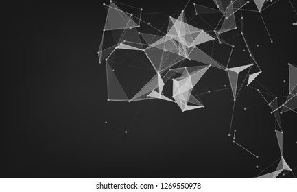 Abstract futuristic - Molecules technology with polygonal shapes on dark blue background. Illustration Vector design digital technology concept. - Vector