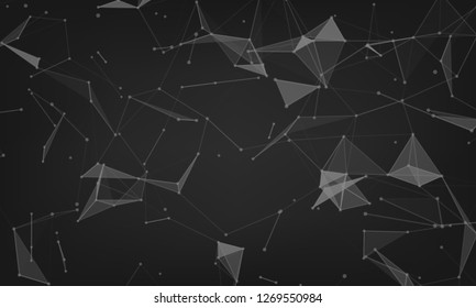 Abstract futuristic - Molecules technology with polygonal shapes on dark blue background. Illustration Vector design digital technology concept. - Vector