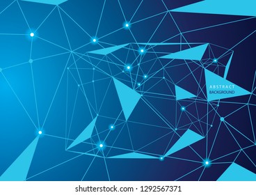 Abstract futuristic, Molecules technology with polygonal shapes on dark blue background. Illustration Vector design digital technology concept.
