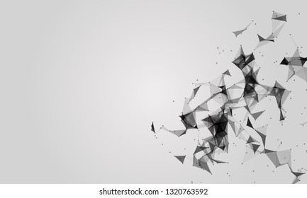 Abstract futuristic - Molecules technology with polygonal shapes on dark blue background. Illustration Vector design digital technology concept. - Vector