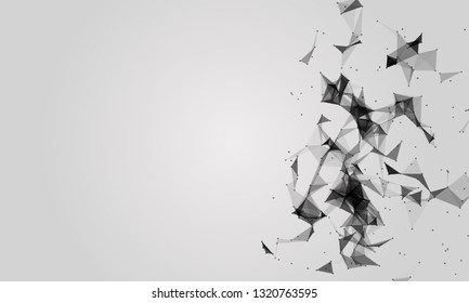 Abstract futuristic - Molecules technology with polygonal shapes on dark blue background. Illustration Vector design digital technology concept. - Vector