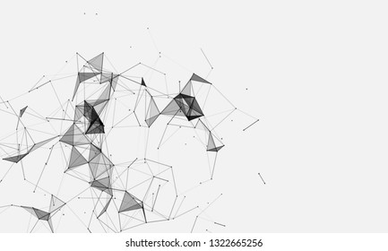 Abstracto futurista - Tecnología moléculas con formas polígonales sobre fondo azul oscuro. Concepto de tecnología digital de diseño de vectores de ilustración. - Vector