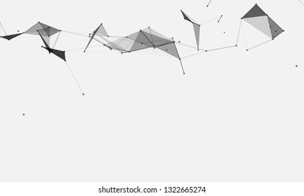 Abstract futuristic - Molecules technology with polygonal shapes on dark blue background. Illustration Vector design digital technology concept. - Vector