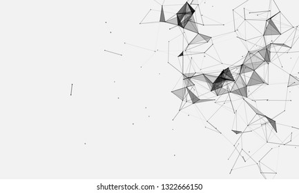 Abstract futuristic - Molecules technology with polygonal shapes on dark blue background. Illustration Vector design digital technology concept. - Vector