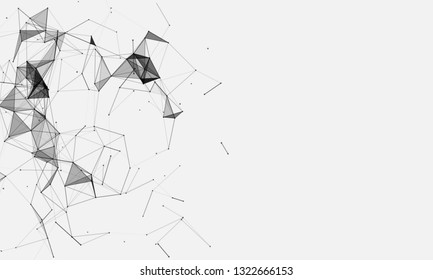 Abstract futuristic - Molecules technology with polygonal shapes on dark blue background. Illustration Vector design digital technology concept. - Vector