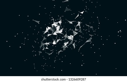 Abstract futuristic - Molecules technology with polygonal shapes on dark blue background. Illustration Vector design digital technology concept. - Vector