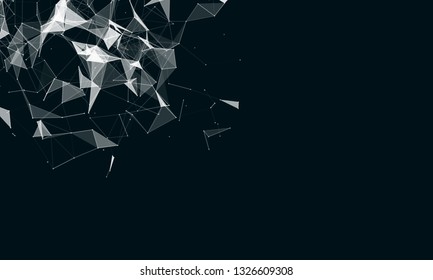 Abstract futuristic - Molecules technology with polygonal shapes on dark blue background. Illustration Vector design digital technology concept. - Vector