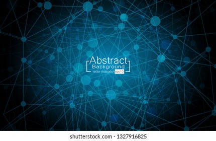Abstract futuristic - Molecules technology with polygonal shapes on dark black background. Illustration Vector design digital technology concept.