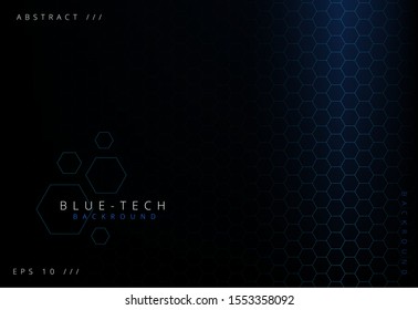 Abstract futuristic - Molecules technology with polygonal shapes on dark blue background. Illustration Vector design digital technology concept.