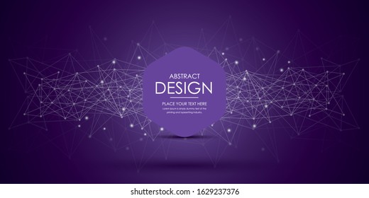Abstract futuristic - Molecules technology with polygonal shapes on dark purple background. Illustration Vector design digital technology concept.