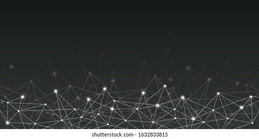 Abstract futuristic - Molecules technology with polygonal shapes on dark black and white background. Illustration Vector design digital technology concept.