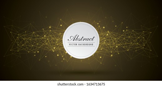 Abstract futuristic - Molecules technology with polygonal shapes on dark yellow background. Illustration Vector design digital technology concept.