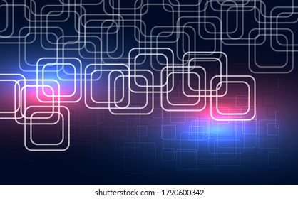 Resumen futurista - Tecnología de moléculas con formas poligonales sobre fondo azul oscuro. Concepto de tecnología digital de diseño de vectores de ilustración.
