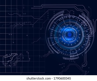 Abstract futuristic - Molecules technology with polygonal shapes on dark blue background. Illustration Vector design digital technology concept.
