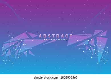 Abstract futuristic - Molecules technology with polygonal shapes on violet and blue background. Illustration Vector design abstract digital