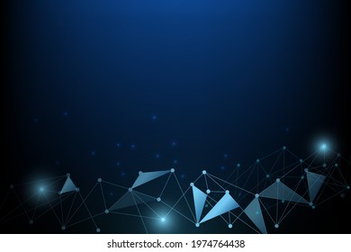 Abstract futuristic - Molecules technology with polygonal shapes on dark blue background