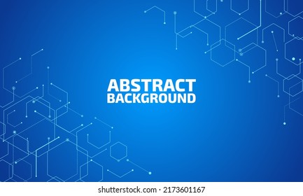 Resumen futurista - Tecnología de moléculas con formas poligonales sobre fondo azul oscuro. Concepto de tecnología digital de diseño de vectores de ilustración.