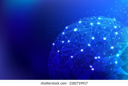 Resumen futurista - Tecnología de moléculas con formas poligonales sobre fondo azul oscuro. Concepto de tecnología digital de diseño de vectores de ilustración.