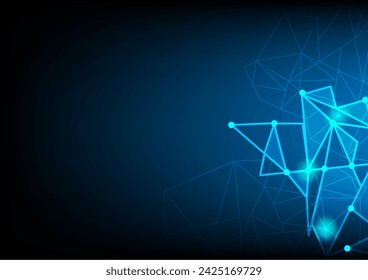 Abstract futuristic - Molecules technology with polygonal shapes on dark blue background. Illustration Vector design digital technology concept.